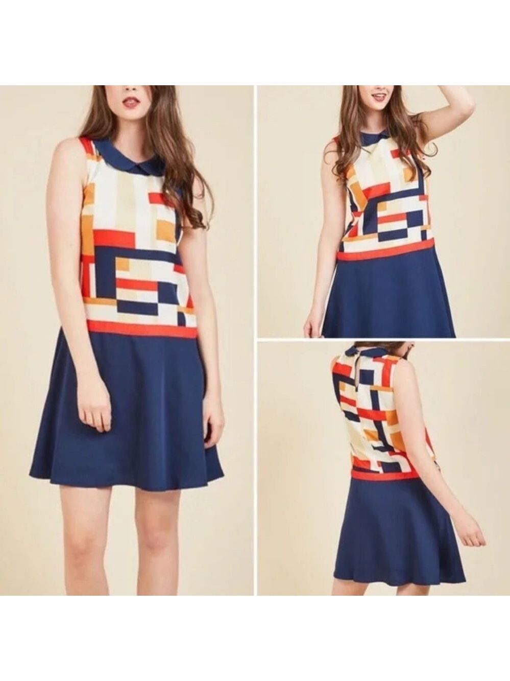 ModCloth Shift Dress Intern is Here Geometric sleeveless 1X Curvy Girl